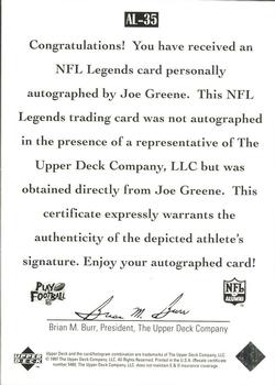 1997 Upper Deck Legends - Autographs #AL-35 Joe Greene Back