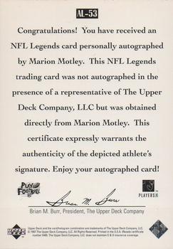1997 Upper Deck Legends - Autographs #AL-53 Marion Motley Back