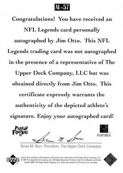 1997 Upper Deck Legends - Autographs #AL-57 Jim Otto Back