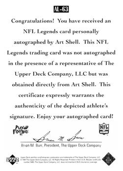 1997 Upper Deck Legends - Autographs #AL-63 Art Shell Back