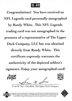 1997 Upper Deck Legends - Autographs #AL-69 Randy White Back