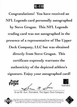 1997 Upper Deck Legends - Autographs #AL-110 Steve Grogan Back