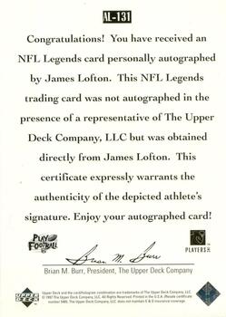 1997 Upper Deck Legends - Autographs #AL-131 James Lofton Back