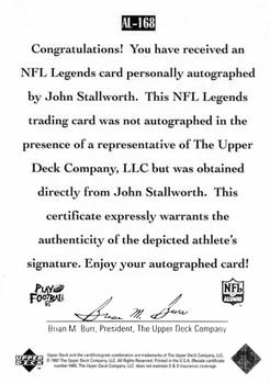 1997 Upper Deck Legends - Autographs #AL-168 John Stallworth Back