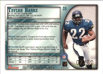 1998 Bowman - Golden Anniversary #28 Tavian Banks Back