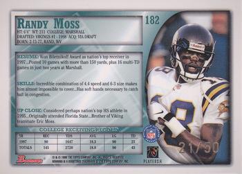 1998 Bowman - Golden Anniversary #182 Randy Moss Back