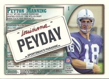 1998 Bowman Chrome - Interstate #1 Peyton Manning Back