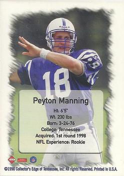 1998 Collector's Edge First Place - Peyton Manning Gold Border #NNO Peyton Manning Back