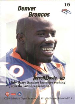 1998 Collector's Edge First Place - Triple Threat #19 Terrell Davis Back