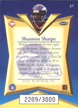 1998 Collector's Edge Masters - 50-Point #57 Shannon Sharpe Back