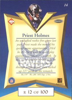 1998 Collector's Edge Masters - Gold Redemption SN100 #14 Priest Holmes Back