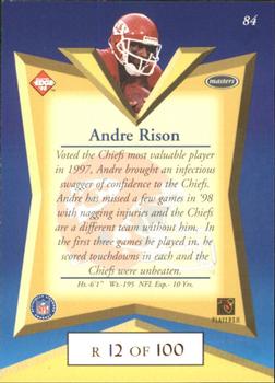 1998 Collector's Edge Masters - Gold Redemption SN100 #84 Andre Rison Back
