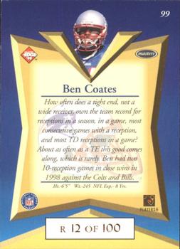 1998 Collector's Edge Masters - Gold Redemption SN100 #99 Ben Coates Back