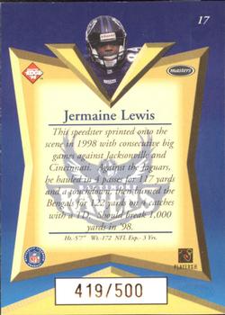 1998 Collector's Edge Masters - Gold Redemption SN500 #17 Jermaine Lewis Back