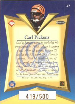 1998 Collector's Edge Masters - Gold Redemption SN500 #41 Carl Pickens Back