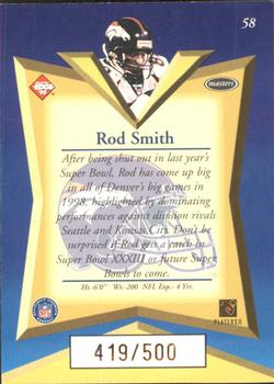 1998 Collector's Edge Masters - Gold Redemption SN500 #58 Rod Smith Back