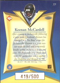 1998 Collector's Edge Masters - Gold Redemption SN500 #77 Keenan McCardell Back
