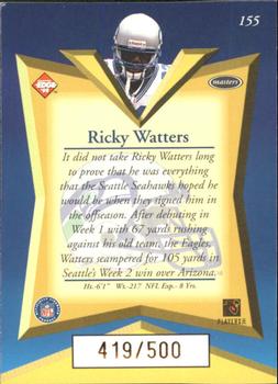 1998 Collector's Edge Masters - Gold Redemption SN500 #155 Ricky Watters Back