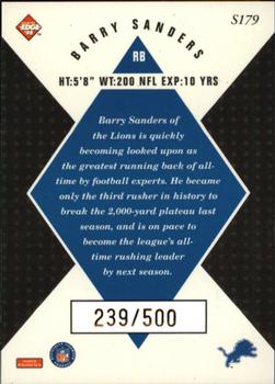 1998 Collector's Edge Masters - Gold Redemption SN500 #S179 Barry Sanders Back