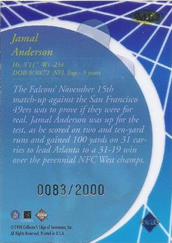 1998 Collector's Edge Masters - Main Event #ME2 Jamal Anderson Back