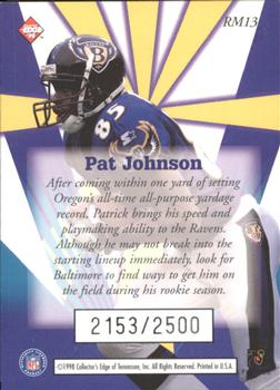 1998 Collector's Edge Masters - Rookie Masters #RM13 Pat Johnson Back