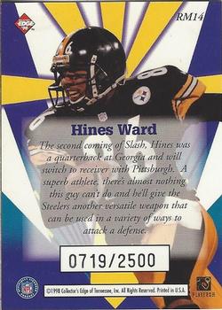 1998 Collector's Edge Masters - Rookie Masters #RM14 Hines Ward Back