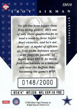 1998 Collector's Edge Masters - Super Masters #SM10 Troy Aikman Back