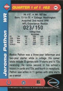 1998 Collector's Edge Odyssey - HoloGold (Level 2) #62 Jerome Pathon Back