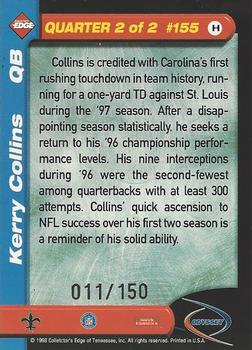 1998 Collector's Edge Odyssey - HoloGold (Level 2) #155 Kerry Collins Back