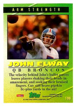 1994 Topps #196 John Elway Back