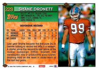 1994 Topps #229 Shane Dronett Back