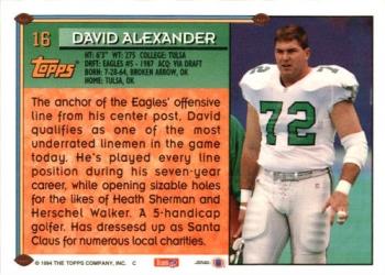 1994 Topps #16 David Alexander Back