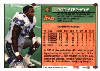 1994 Topps #22 Rod Stephens Back