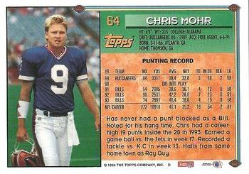 1994 Topps #64 Chris Mohr Back