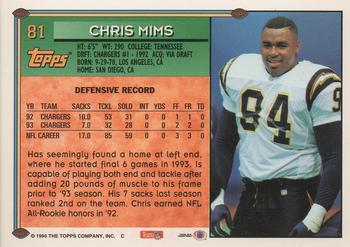 1994 Topps #81 Chris Mims Back