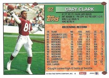 1994 Topps #82 Gary Clark Back