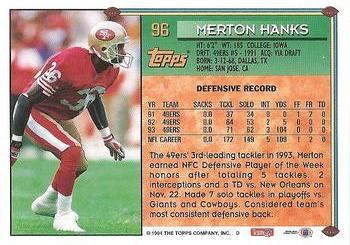 1994 Topps #96 Merton Hanks Back