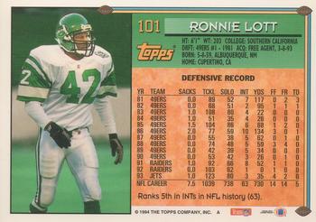 1994 Topps #101 Ronnie Lott Back