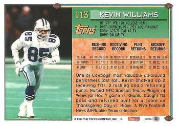 1994 Topps #113 Kevin Williams Back