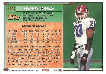1994 Topps #123 Henry Jones Back