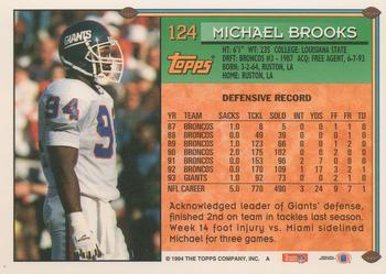1994 Topps #124 Michael Brooks Back