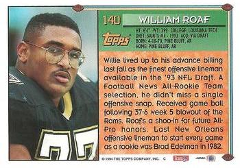 1994 Topps #140 Willie Roaf Back