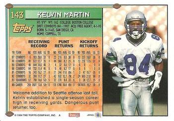 1994 Topps #143 Kelvin Martin Back