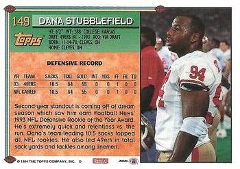 1994 Topps #149 Dana Stubblefield Back