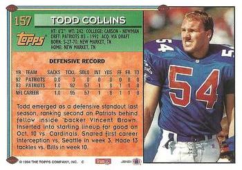 1994 Topps #157 Todd Collins Back
