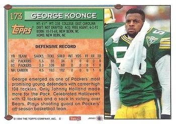 1994 Topps #173 George Koonce Back