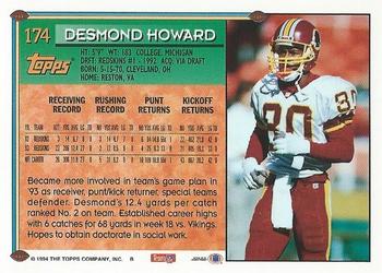 1994 Topps #174 Desmond Howard Back