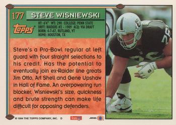 1994 Topps #177 Steve Wisniewski Back