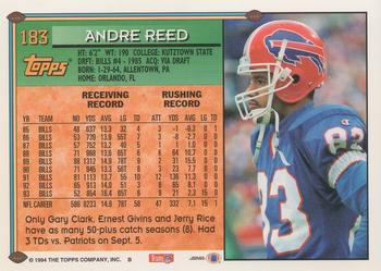 1994 Topps #183 Andre Reed Back