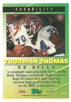 1994 Topps #201 Thurman Thomas Back